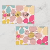 Pastel Retro golvende bloemen Visitekaartje (Voorkant / Achterkant)