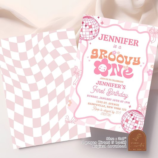 Pastel Retro Groovy Een verjaardag Kaart