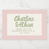 Pastel Retro Handschrift bruiloft Mousserende Wijn Sparkling Wijnetiket (Enkel label)