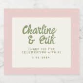 Pastel Retro Handschrift bruiloft Mousserende Wijn Sparkling Wijnetiket (Enkel label)