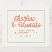 Pastel Retro Handschrift bruiloft Mousserende Wijn Sparkling Wijnetiket (Enkel label)