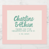 Pastel Retro Handschrift bruiloft Sparkling Wijnetiket (Enkel label)