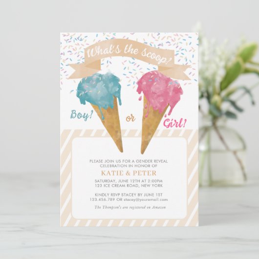 Pastel Retro Ice Cream Gender Reopenbaart Kaart (Staand voorkant)