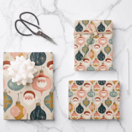 Pastel Retro Kerstman Inpakpapier Vel