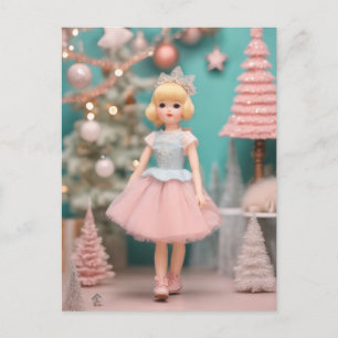 Pastel Retro Kerstpop Briefkaart