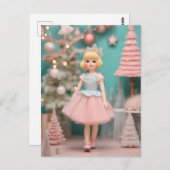 Pastel Retro Kerstpop Briefkaart (Voorkant / Achterkant)