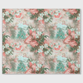 Pastel Retro-kerstvignet Cadeaupapier (Vlak)