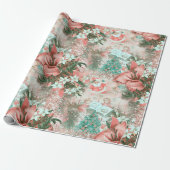 Pastel Retro-kerstvignet Cadeaupapier (Uitgerold)