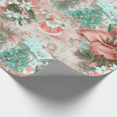 Pastel Retro-kerstvignet Cadeaupapier (Hoek)