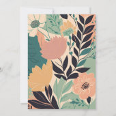 Pastel Retro Kleurrijke Bloemen Bruiloft Kaart (Achterkant)