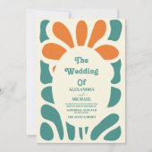 Pastel Retro Kleurrijke Bloemen Bruiloft Kaart (Voorkant)