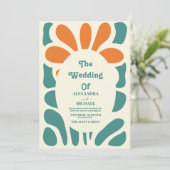 Pastel Retro Kleurrijke Bloemen Bruiloft Kaart (Staand voorkant)