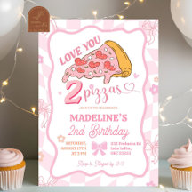 Pastel Retro Love You Two Pizza-feest