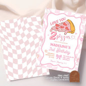 Pastel Retro Love You Two Pizza Party Kaart
