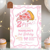 Pastel Retro Love You Two Pizza Party Kaart