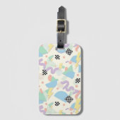 Pastel Retro Memphis Pattern Swirls Bagagelabel (Voorkant (verticaal))