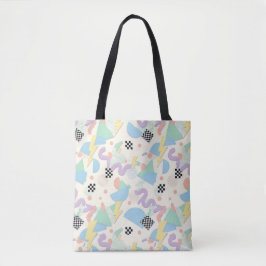 Pastel Retro Memphis Pattern Swirls Tote Bag
