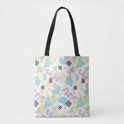 Pastel Retro Memphis Pattern Swirls Tote Bag (Voorkant)