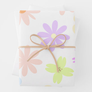 Pastel Retro Mod Bloemen, jaren 80, jaren 90 Stijl Inpakpapier Vel