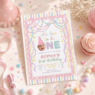Pastel Retro Papieren Kettingen Meisje 1e Verjaard Kaart