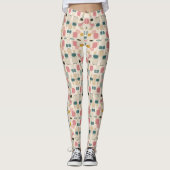 Pastel Retro Pattern | Abstract Pebble & Pod Leggings (Voorkant)