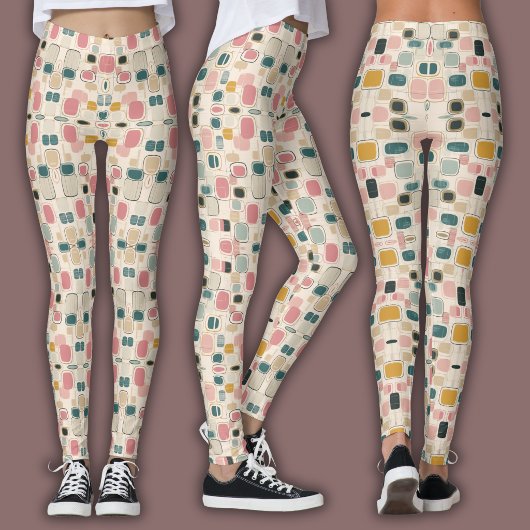 Pastel Retro Pattern | Abstract Pebble & Pod Leggings