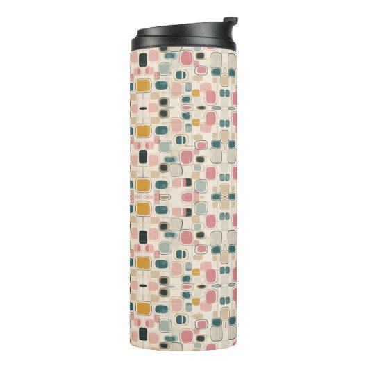 Pastel Retro Pattern | Abstract Pebble & Pod Thermosbeker (Gedraaid links)