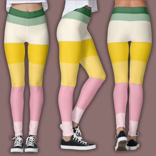 Pastel Retro Pattern | Color Block Leggings
