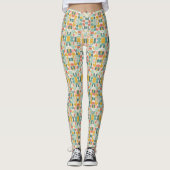 Pastel Retro Pattern | Geometric Pods Leggings (Voorkant)