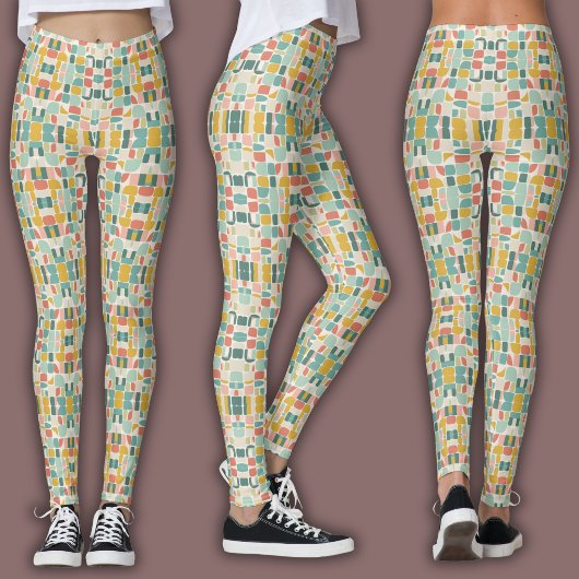 Pastel Retro Pattern | Geometric Pods Leggings