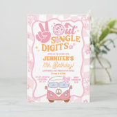 Pastel Retro Peace Out Verjaardagsfeest Kaart (Staand voorkant)