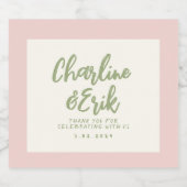 Pastel Retro Pinky Handschrift bruiloft Sparkling Wijnetiket (Enkel label)