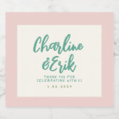 Pastel Retro Pinky Handschrift bruiloft Sparkling Wijnetiket (Enkel label)