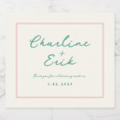 Pastel Retro Pinky Handschrift bruiloft Sparkling Wijnetiket (Enkel label)