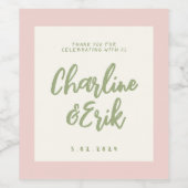 Pastel Retro Pinky Handschrift bruiloft Wijn Etiket (Enkel label)