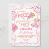 Pastel Retro Pizza en Pyjama Feestje Kaart (Voorkant)