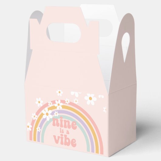 Pastel Retro Rainbow met Daisies Nine is een Vibe Bedankdoosjes (Geopend)