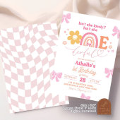 Pastel Retro Rainbow Onederful 1e verjaardag Kaart