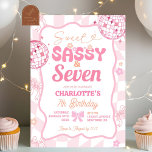 Pastel Retro Rainbow Sassy Sweet Sassy Seven Kaart<br><div class="desc">Pastel Retro Rainbow Sassy Sweet Sassy Seven Birthday Invitation,  Zachte Roze Retro Rainbow Verjaardag Uitnodiging,  Zachte Roze Disco Bal Verjaardag Uitnodiging,  Roze Wavy Retro Kids Verjaardag Party,  Retro Rainbow Kids Verjaardag Uitnodiging</div>