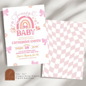 Pastel Retro Regenboog Baby shower Kaart