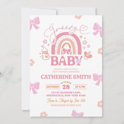 Pastel Retro Regenboog Baby shower Kaart (Voorkant)