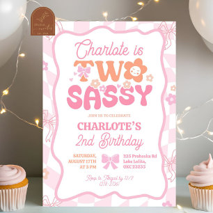 Pastel Retro Regenboog Twee Sassy 2de Verjaardag Kaart
