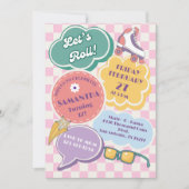 Pastel Retro Roller Schaatsfeest Uitnodiging (Voorkant)
