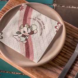 Pastel Retro Roze Schattigee Ballonnen Baby Dragon Servet