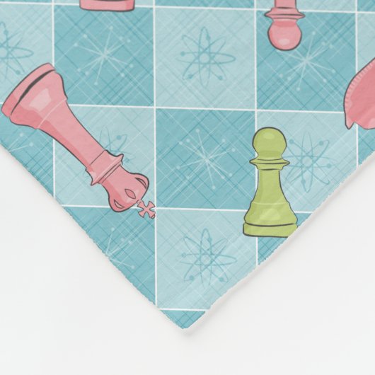 Pastel Retro Schaakbord Fleece Deken (Hoek)