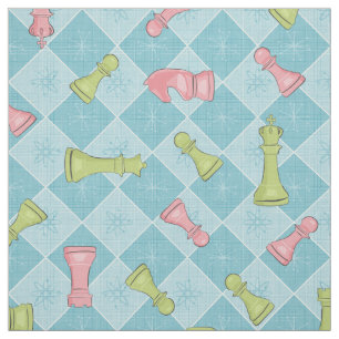 Pastel Retro Schaakbord Stof