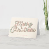 Pastel Retro Script Prettig Kerstfeest Feestdagen Kaart (Voorkant)