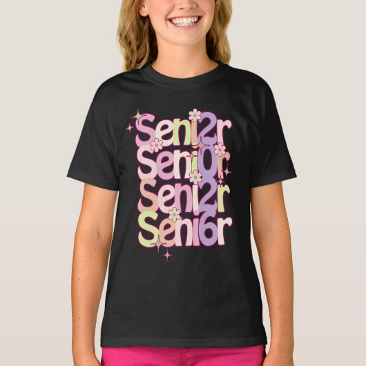 Pastel Retro Senior Jaar Afstuderen Gift Shirt (Voorkant)