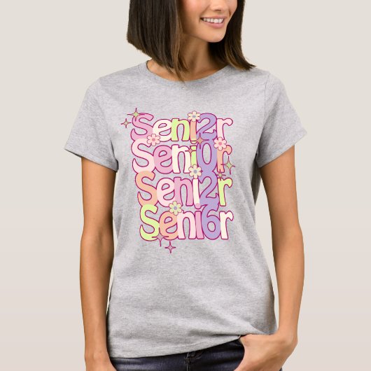 Pastel Retro Senior Jaar Afstuderen Gift Shirt (Voorkant)