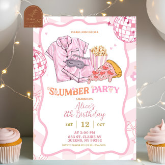 Pastel Retro Slumber Party Girl Birthday Kaart